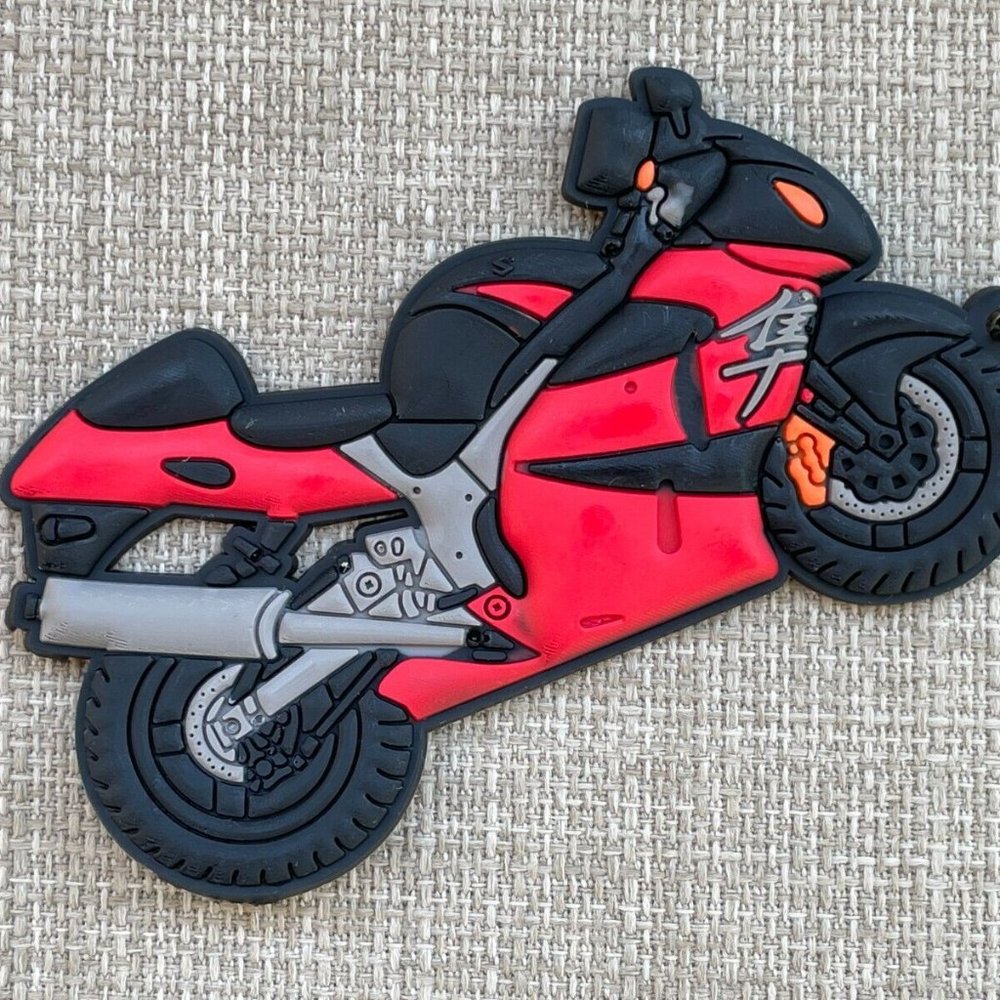 Key Chain Heavy Bike Keys Holder Rubber Bike Red/Black Car Key Holder Keyring - Picture 8 of 9